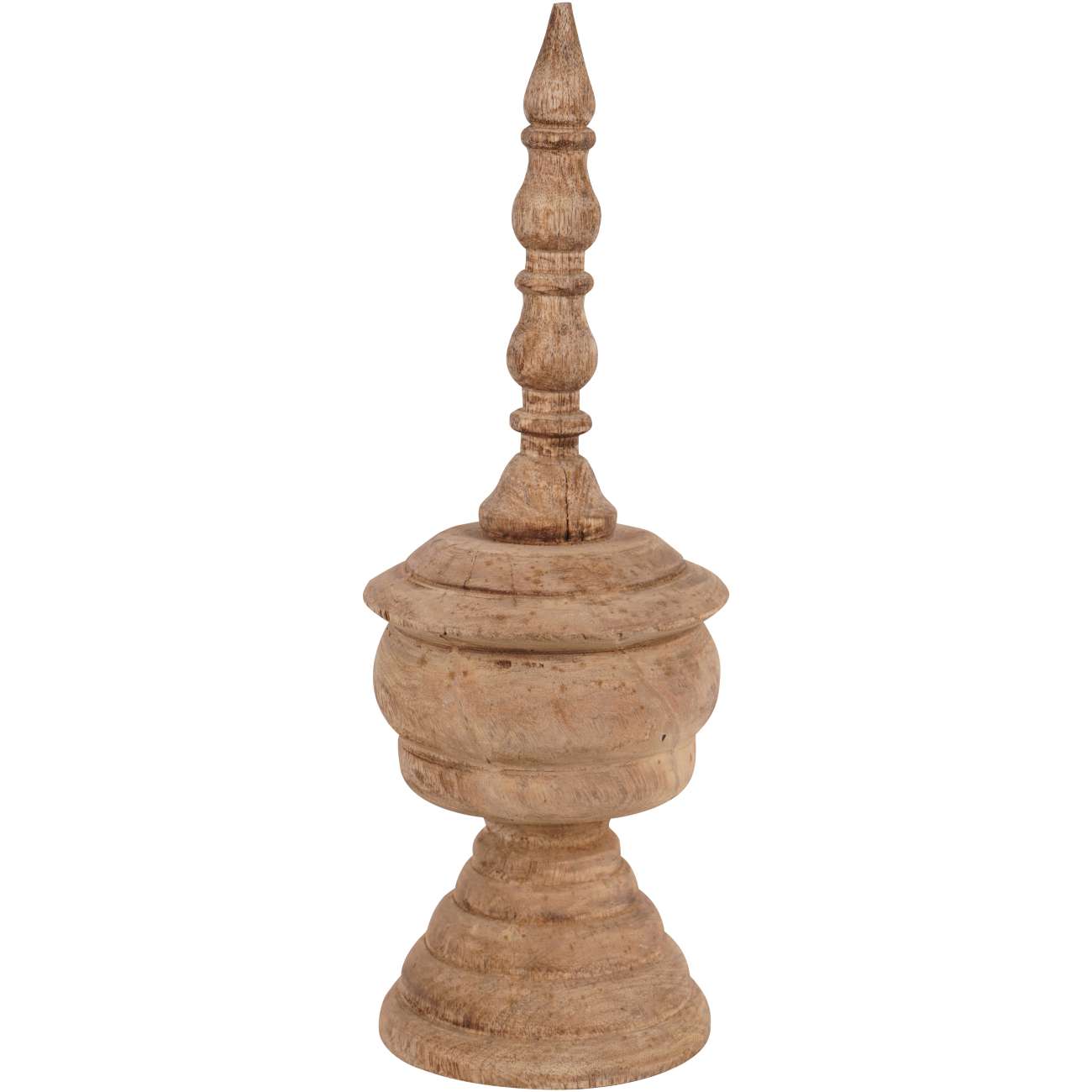 Hand Carved Mango Wood Finial Sculpture Small